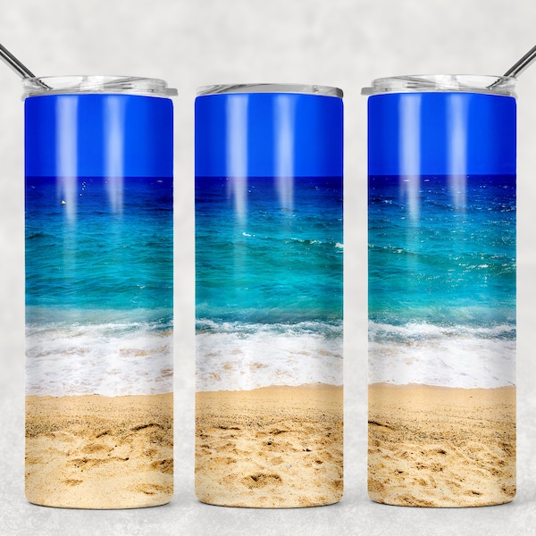 Beach Summer Ocean Sublimation Designs Downloads - Skinny Tumbler 20oz Design - PNG Commercial Use 2020