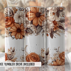 Boho Floral Tumbler Wrap Sublimation Seamless Designs - Skinny Tumbler 20oz Design - PNG 2023