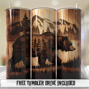 Bear Tumbler Wrap PNG Tumbler Design Seamless Sublimation Designs Downloads - Skinny 20oz - PNG - 2023