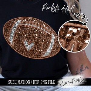 Faux Embroidery Football - Mom - Sequins Glitter Sublimation Design Download PNG - DTF  Download - Shirts  EmmePrintCo