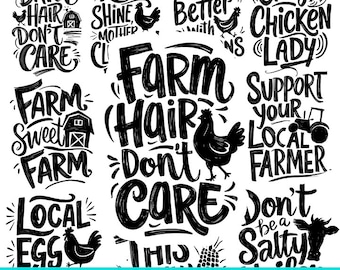 Paquete de sublimación de frases divertidas de granjas PNG para tazas y camisetas Emmeprintco