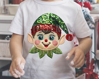 Cute Christmas Faux Embroidery Sequins Glitter Sublimation Design Download PNG - DTF  Download - Shirts