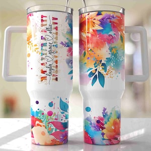 MAWMAW add Kids Names Bright Colors Floral Mom 40oz Quencher Tumbler Wrap -  Seamless PNG Tumbler Design Sublimation Designs Downloads - PNG
