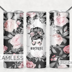 Mom Life bloemen moeder knot haar grappige naadloze sublimatie ontwerpen downloads - magere beker 20 oz ontwerp - png 2021