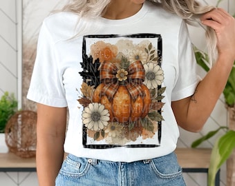 Fall Floral Pumpkin Sublimation Design PNG - Retro Halloween DTF