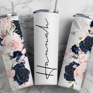 Tumbler Wrap with Name Sublimation Tumbler Designs Add Your Own Text Floral Seamless Downloads - Skinny Tumbler 20oz Design - PNG 2021