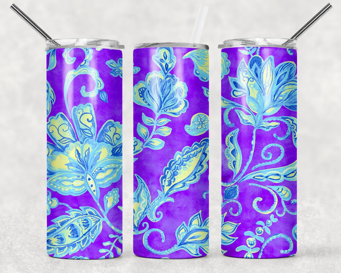 Purple Paisley Sublimation Designs For Tumbler Downloads Etsy