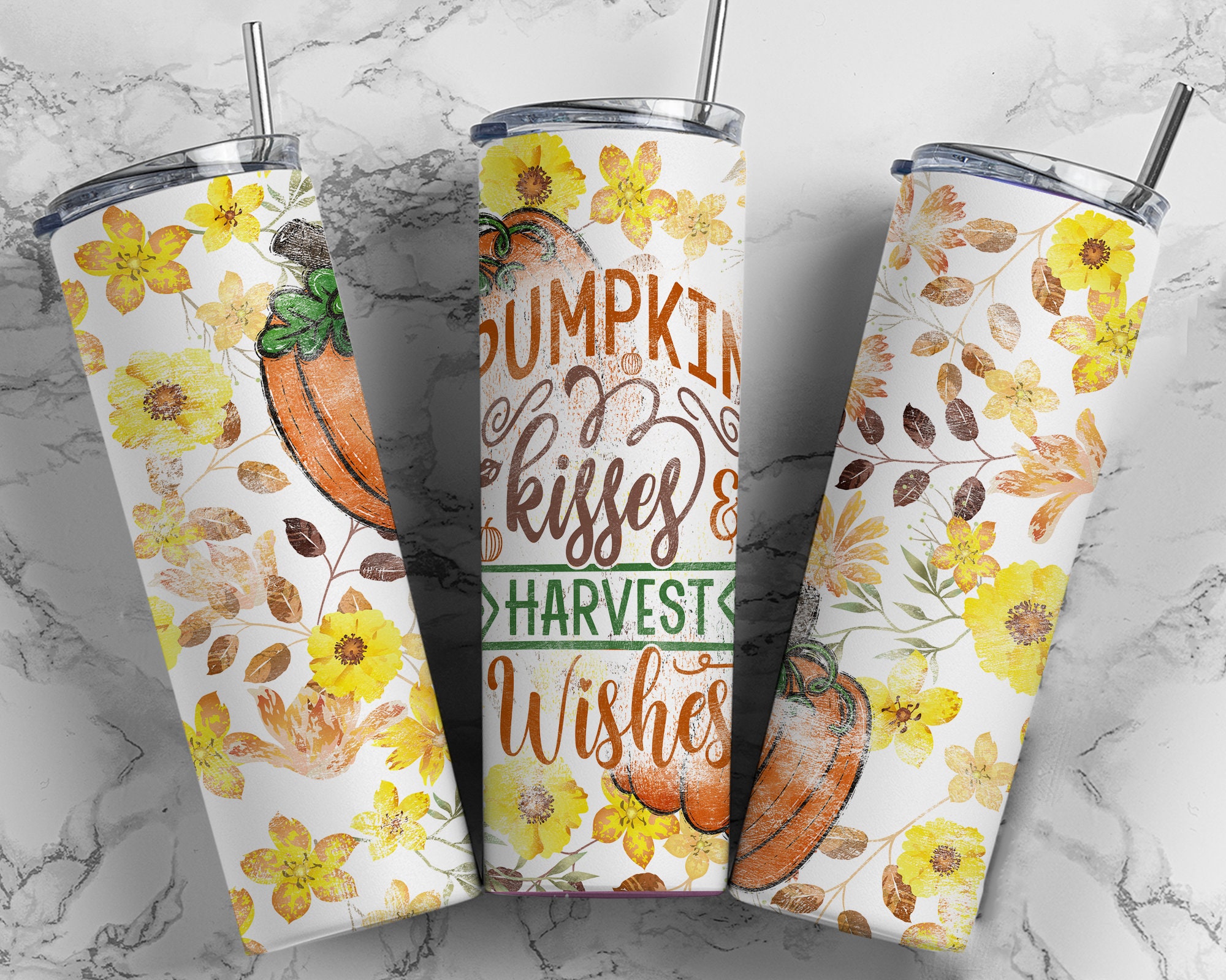 Funny Fall Tumbler Wrap Bundle Floral PNG Seamless Tumbler Drive ...