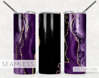 SEAMLESS Tumbler Design Template Purple Agate Sublimation Designs Downloads - Skinny Tumbler 20oz Design - PNG Commercial Use 2021