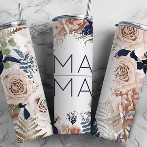 Floral Mama Tumbler Wrap PNG Mom Life Seamless Sublimation Designs Downloads - Tumbler 20oz Design - PNG 2022