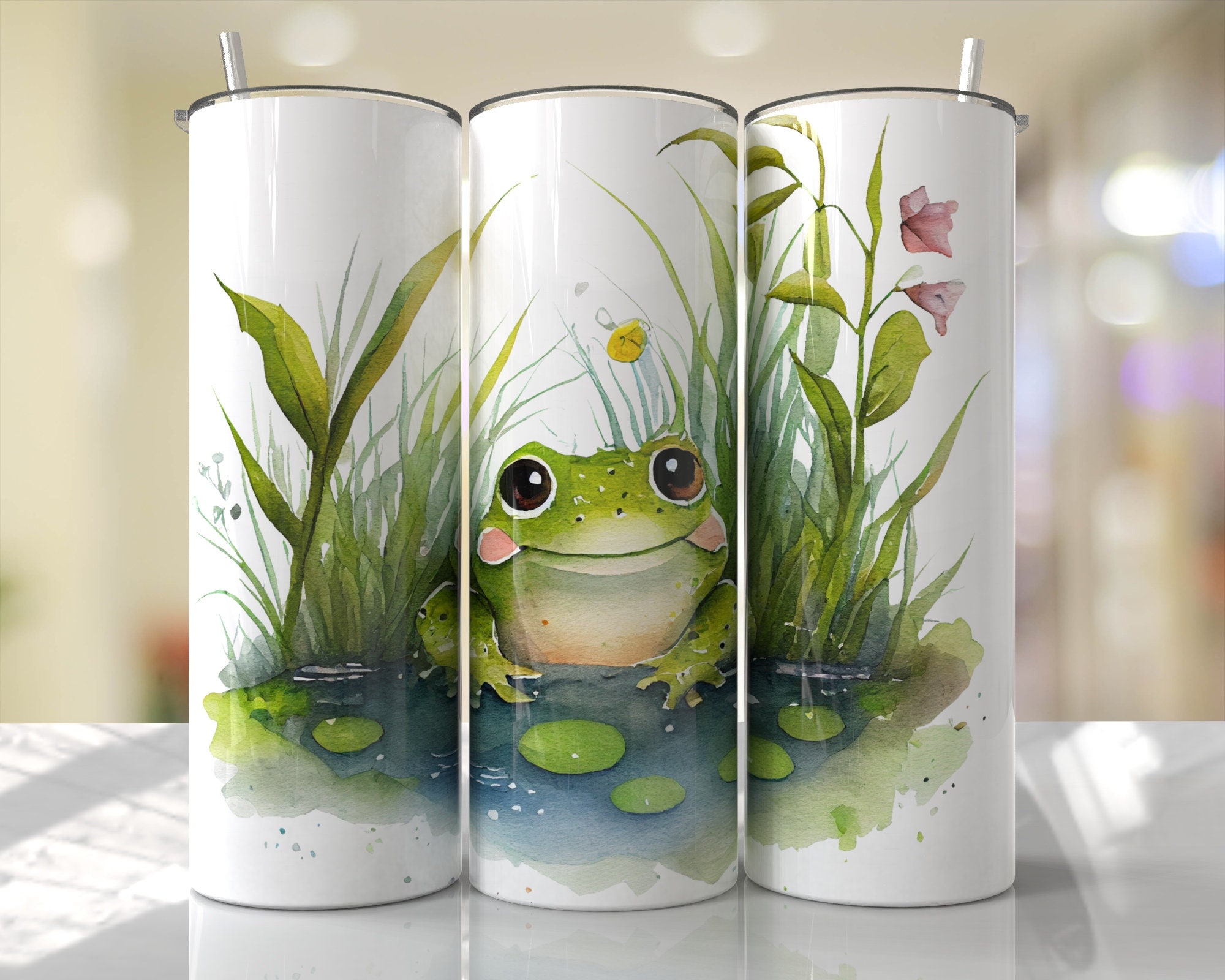 Frog Glitter Tumbler Sublimation. Frog Tumbler Design By IrinaShishkova