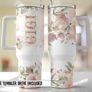 Floral GIGI Mother&#39;s Day 40oz Quencher Tumbler Wrap -  Seamless PNG Tumbler Design Sublimation Designs Downloads - PNG