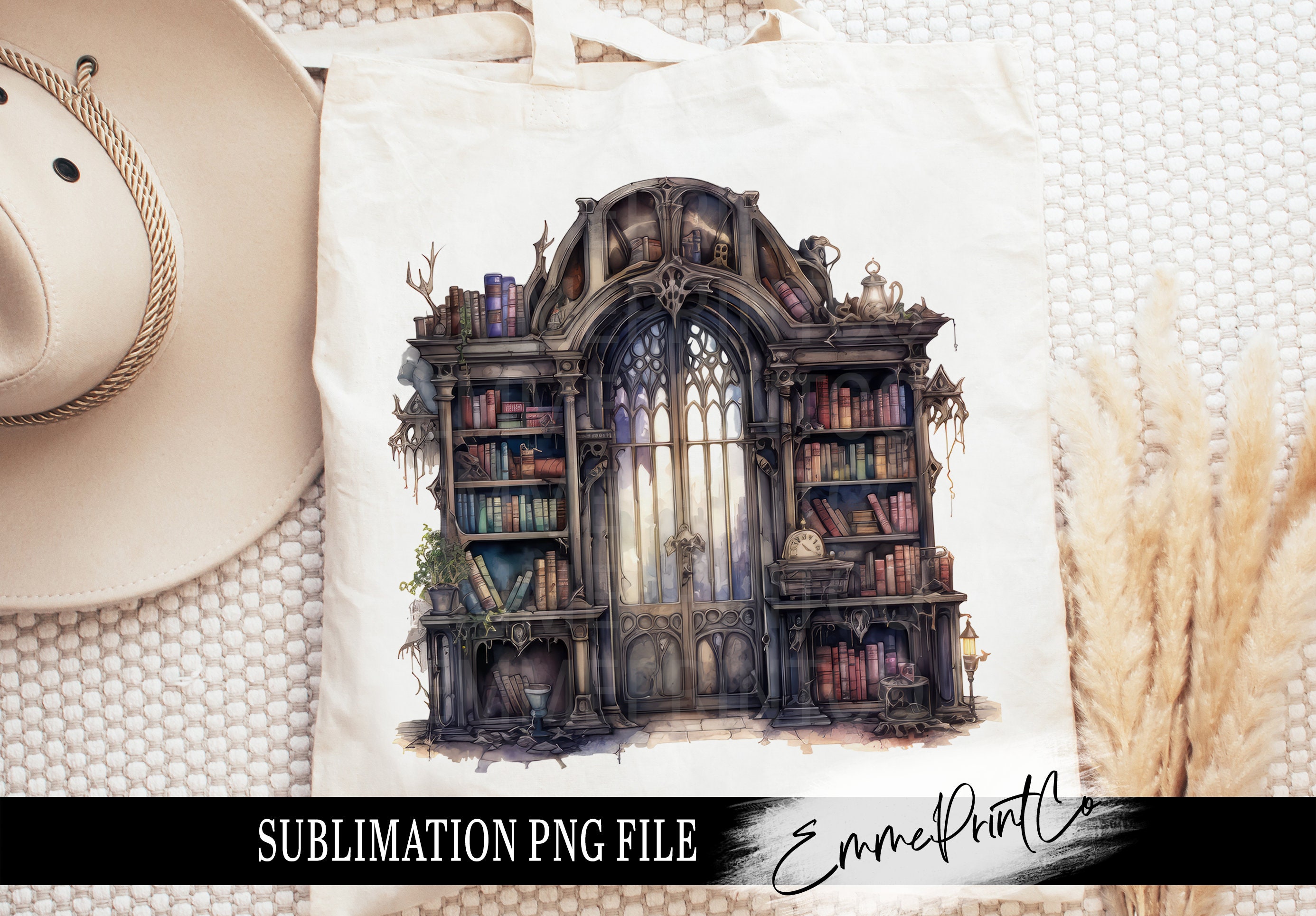 Fantasy Bookshelf Sublimacja Design PNG - Witch Tshirt Kubki Tumbler Sublimacja - PNG - EmmePrintco