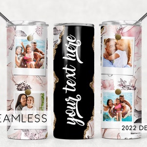 Floral Photo Tumbler Add Name Seamless for Pictures Sublimation Designs Downloads - Skinny 20oz - PNG 2022