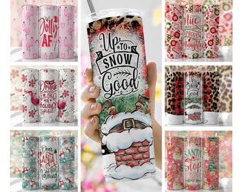 Funny Christmas Tumbler Wrap Bundle PNG Seamless Tumbler Drive Designs Sublimation Designs Downloads - Skinny 20oz Wrap - PNG