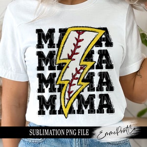 Yellow Baseball MAMA Sublimation Design PNG - Tshirt Mugs Tumbler Sublimation - PNG - EmmePrintco