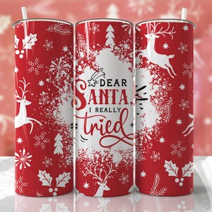 Funny Christmas Tumbler Design Seamless Sublimation Designs Downloads - Skinny Tumbler 20oz Design - PNG