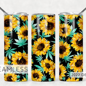 Turquesa Erva Girassóis Maconha Mãe Coque Cabelo Engraçado Sem Costura Designs de Sublimação Downloads - Skinny Tumbler 20oz Design - PNG 2022