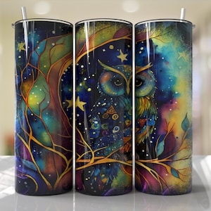 Eule Tumbler Wrap Nahtlos Sublimation Designs Downloads - Skinny 20oz - PNG