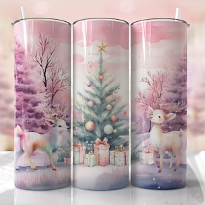 Christmas - Deer - 20oz Skinny Seamless Tumbler Wrap PNG - Sublimation Tumbler Template - EmmePrintCo