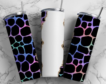 Neon beker wrap – naadloos sublimatieontwerp (20oz skinny beker, png)