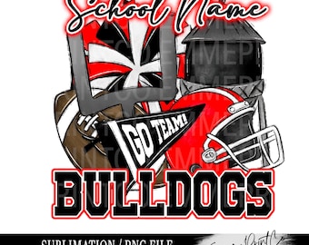 Custom Mascot Football Sublimation PNG Custom School Name, Add Custom Team Colors