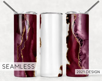 SEAMLESS Tumbler Design Template Purple Agate Sublimation Designs Downloads - Skinny Tumbler 20oz Design - PNG Commercial Use 2021