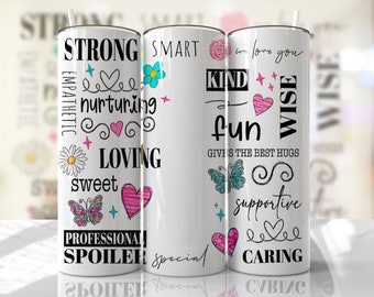 Voeg een naam toe - positieve bevestiging - 20oz skinny naadloze bekerverpakking, png - sjabloon voor sublimatiebeker - EmmePrintCo