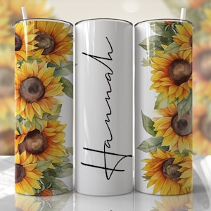 Tumbler Wrap Seamless Sunflower Sublimation Designs - Floral Skinny Tumbler 20oz Design - PNG - EmmePrintco