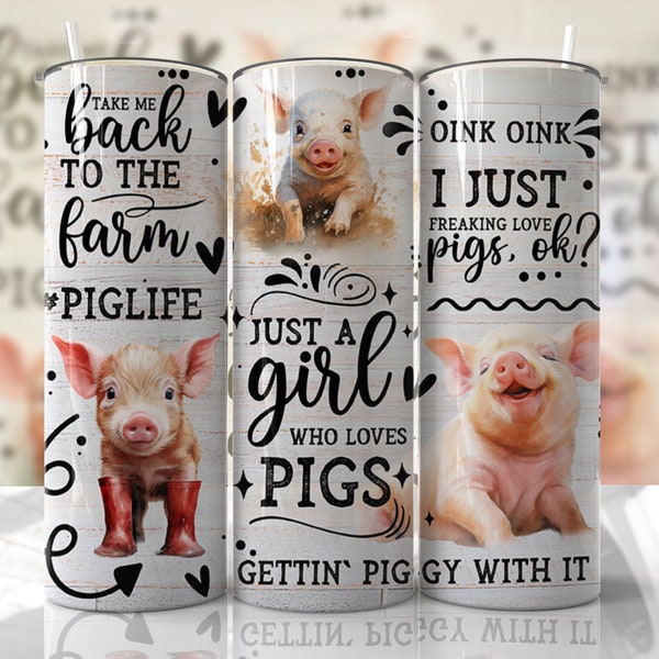 Funny Pig Tumbler Wrap PNG - Quotes - 20oz Skinny Seamless Tumbler Wrap PNG - Sublimation Tumbler Template - EmmePrintCo