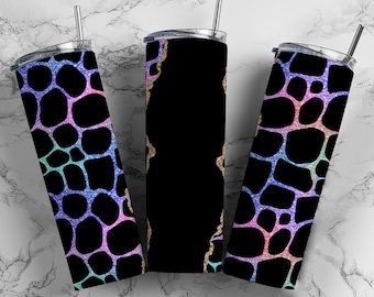 Tumbler wrap neon dierenprint – voeg je eigen tekst toe (PNG)
