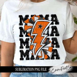 Orange Cheer Mom MAMA Sublimation Design PNG - Tshirt Mugs Tumbler Sublimation - PNG - EmmePrintco