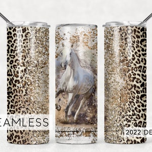 Gray Horse Seamless Tumbler Design Cheetah Print Sublimation Designs Downloads - Skinny 20oz - PNG 2022