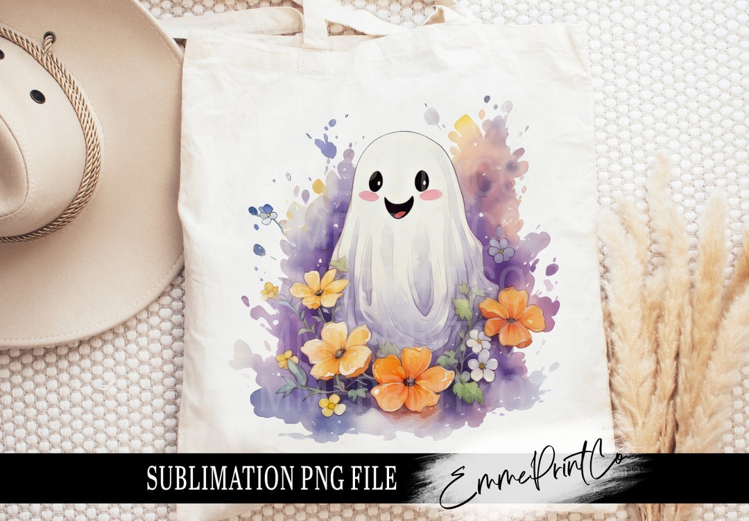 Cute Ghost Floral Sublimation Design PNG - Halloween Tshirt Mugs ...