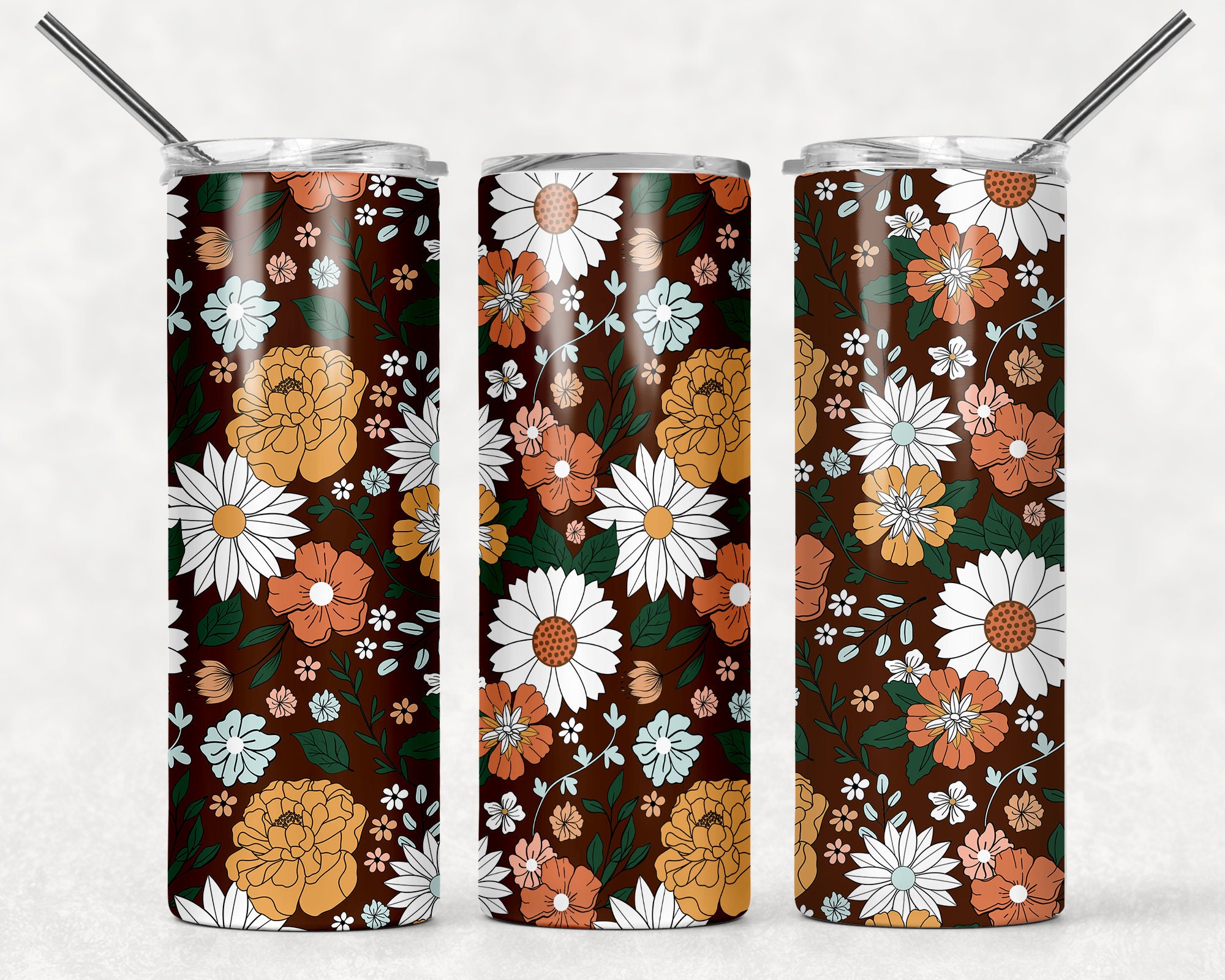 Fall Floral Tumbler Wrap PNG Seamless Sublimation Designs - Etsy
