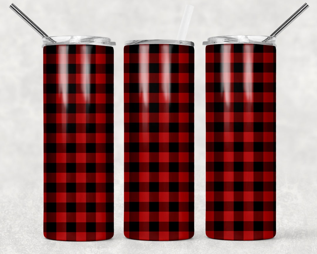 Red Buffalo Plaid Sublimation Designs Downloads - Skinny Tumbler ...
