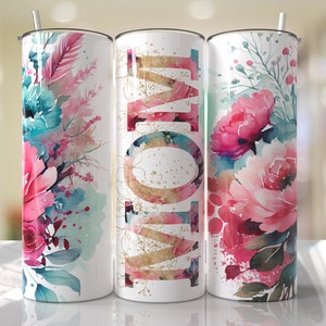 Felroze Aqua MOM beker wrap sublimatie beker ontwerpen voeg je eigen tekst toe Naadloze downloads - magere beker 20oz ontwerp - png