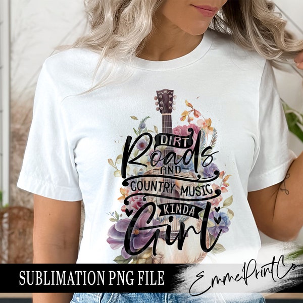 Floral Guitar Quote Sublimation Design PNG - Country Tshirt Mugs Tumbler Sublimation - PNG - EmmePrintco