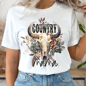 Country Mama Bull Skull Sublimation Designs - Tshirt Mugs Western Sublimation - Cow PNG - EmmePrintco
