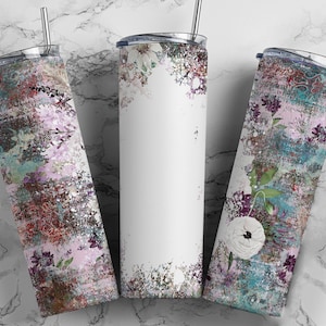 Western Tumbler Wrap Background Add Text Floral Seamless Sublimation Designs Downloads - Skinny 20oz - PNG 2022