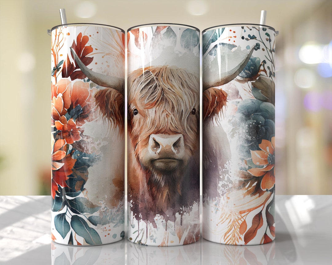 Highland Cow Tumbler Wrap Seamless Designs - Skinny Tumbler 20oz Design ...