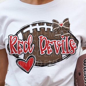 Diseño de fútbol con lazo coqueto de sublimación de los Diablos Rojos PNG - Red Big Spirit, sublimación de camisetas, tazas y vasos - PNG - EmmePrintco