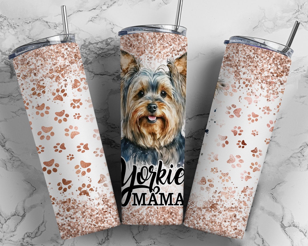 Yorkie Yorkshire Terrier Tumbler Wrap PNG Dog Mom Seamless Country