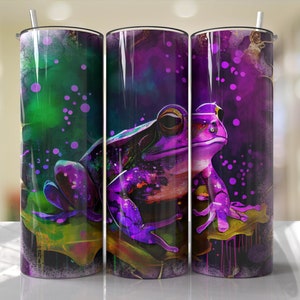 Purple Frog Tumbler Wrap Purple Alcohol Ink Seamless Sublimation Designs Downloads - Skinny 20oz - PNG