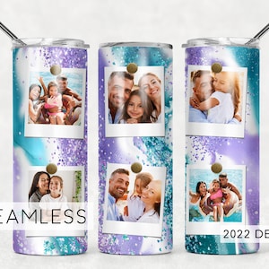 Photo Tumbler Design Seamless for Pictures Purple Aqua Blue Glitter Milky Way Sublimation Designs Downloads - Skinny 20oz - PNG 2022