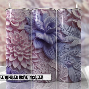 Pastell Floral 3D Tumbler Blumen Sommer Tumbler Wraps Nahtlose Sublimation Designs Downloads - Skinny 20oz Design