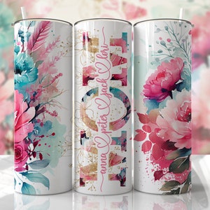 Hot Pink Aqua MOM Split add Kids Names Tumbler Wrap Sublimation Tumbler Designs Seamless Downloads - Skinny Tumbler 20oz Design - PNG