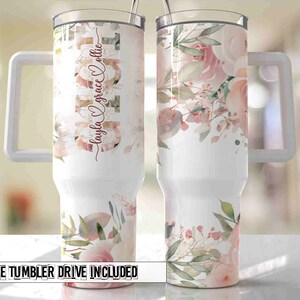 Floral GIGI Mother&#39;s Day 40oz Quencher Tumbler Wrap - Add Kids Names Seamless PNG Tumbler Design Sublimation Designs Downloads - PNG