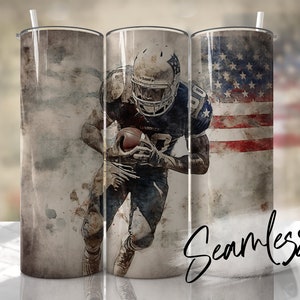 Football Tumbler Wrap Seamless Sports Tumbler Template for Men Sublimation Designs Downloads - Skinny 20oz Design