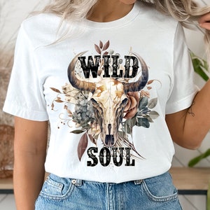 Wild Soul Boho Bull Skull Sublimation Designs - Cow Tshirt Mugs Western Sublimation - PNG - EmmePrintco
